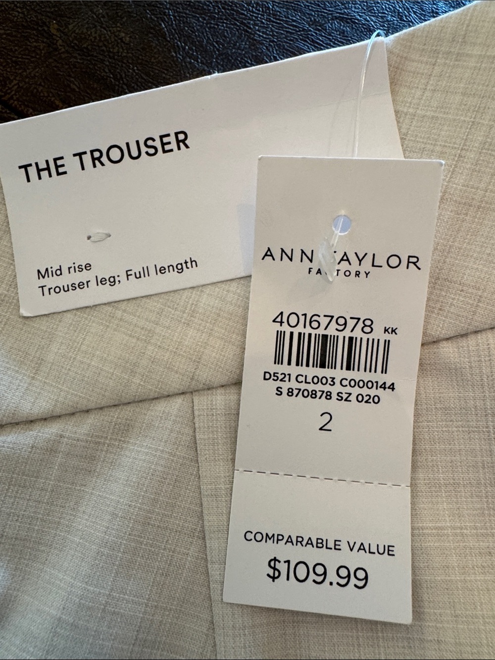 Ann Taylor Factory Beige Straight Leg Trousers